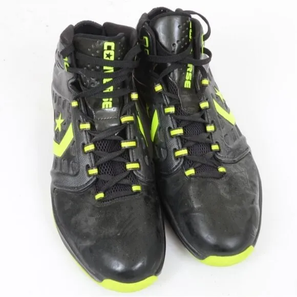 Y2K Converse Leather Shoes Mid Green Black Contain Technology Sz 11.5