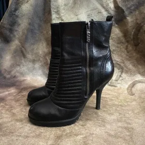 Y2k Miss sixty black leather moto style high heel boots 7.5