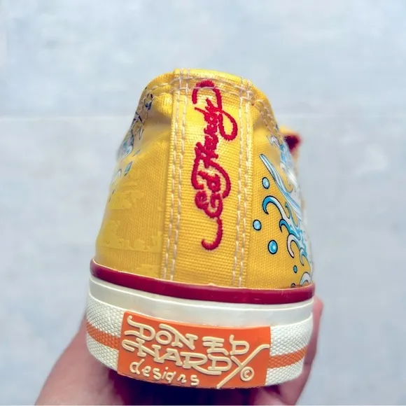 Yellow Koi Ed Hardy Slip On Sneaker Shoes Women Sz 10