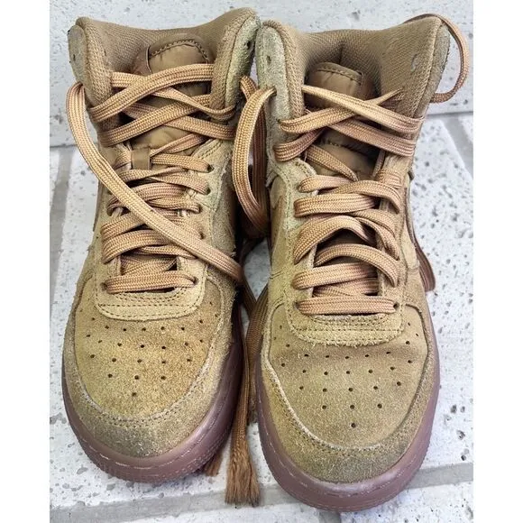 Youth Nike Air Force 1 High LV8 3 (GS) Shoe Size 5Y Wheat Gum Brown CK0262-700