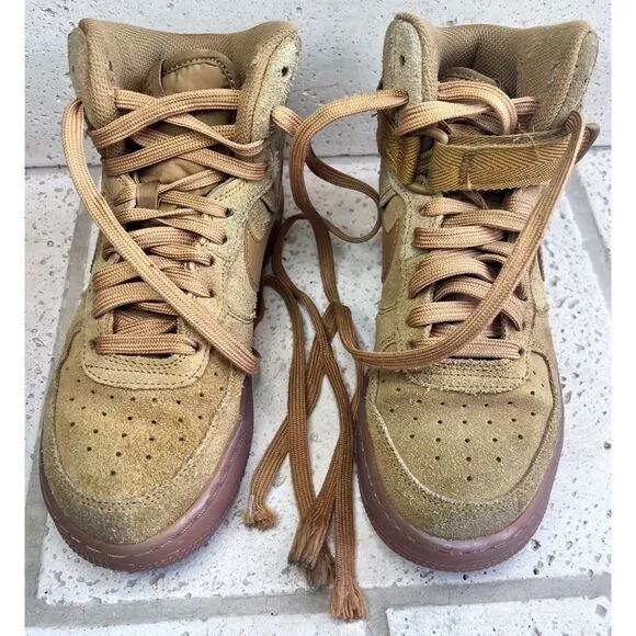 Youth Nike Air Force 1 High LV8 3 (GS) Shoe Size 5Y Wheat Gum Brown CK0262-700