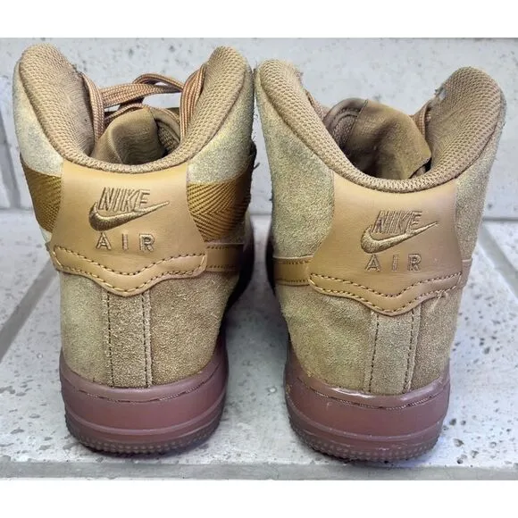 Youth Nike Air Force 1 High LV8 3 (GS) Shoe Size 5Y Wheat Gum Brown CK0262-700