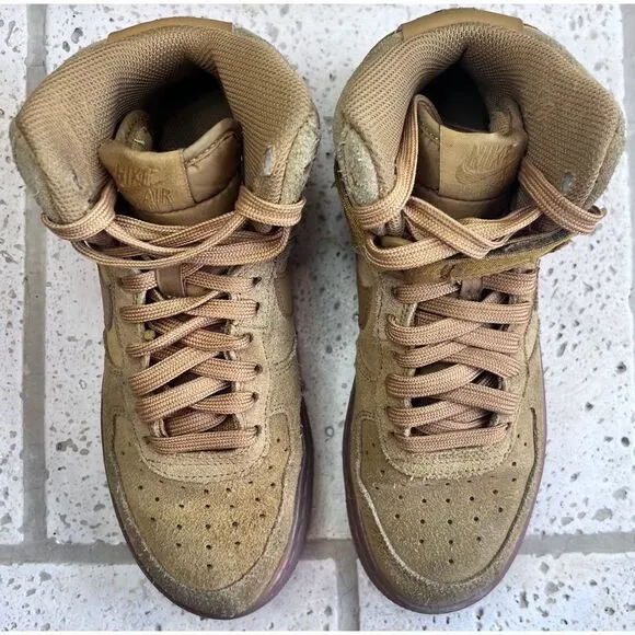 Youth Nike Air Force 1 High LV8 3 (GS) Shoe Size 5Y Wheat Gum Brown CK0262-700