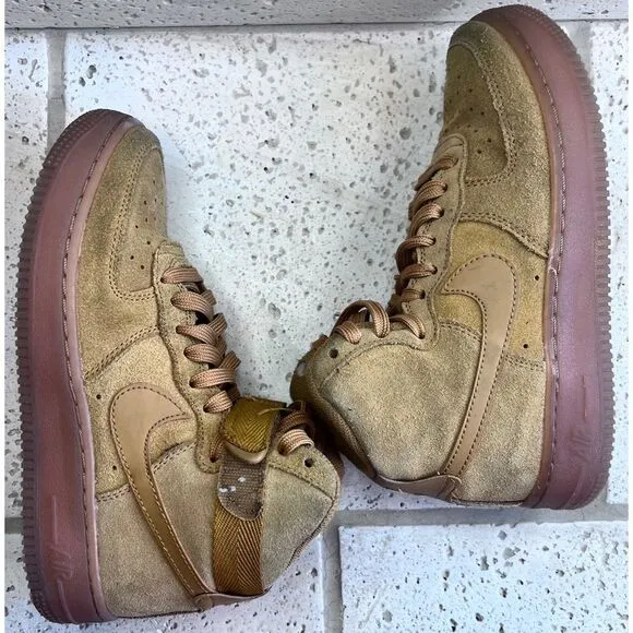 Youth Nike Air Force 1 High LV8 3 (GS) Shoe Size 5Y Wheat Gum Brown CK0262-700