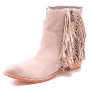 Zadig &amp; Voltaire Pearce Suede Fringe Ankle Boot Light Tan Color **HOLE** SZ 6
