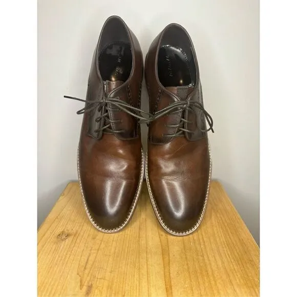 Zanzara Men's Patrice Lace Up Leather Almond Toe Oxford Shoes in Cognac Size 12