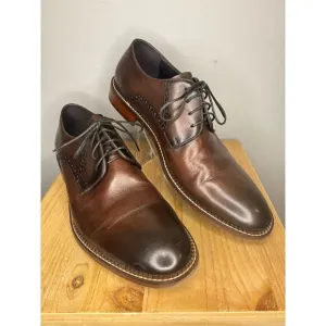 Zanzara Men's Patrice Lace Up Leather Almond Toe Oxford Shoes in Cognac Size 12