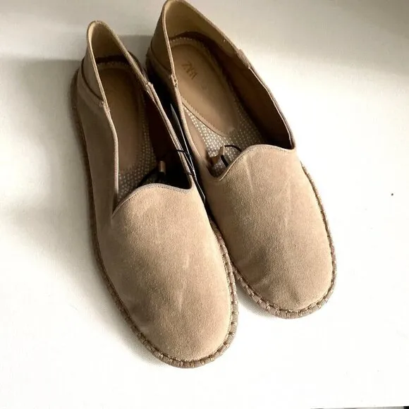 Zara Beige Suede Classic Simple Minimalist Flat Espdrilles 11