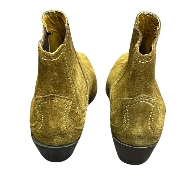Zara brown suede ankle boots booties low heel size 5.5