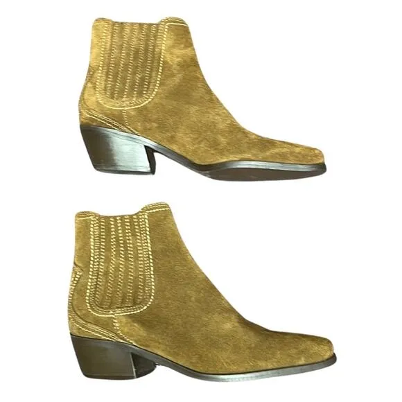 Zara brown suede ankle boots booties low heel size 5.5