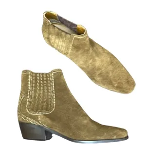 Zara brown suede ankle boots booties low heel size 5.5