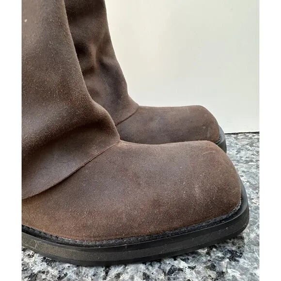 ZARA BUCKLED SUEDE GAITER BOOTS Women’s Size EU 40 / US 9 Brown