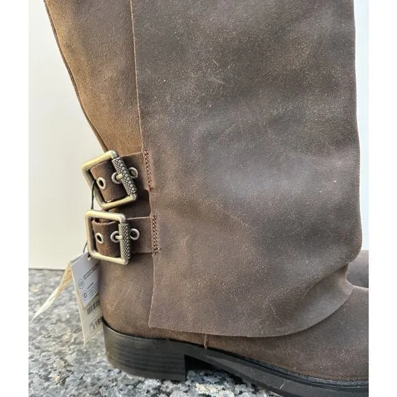 ZARA BUCKLED SUEDE GAITER BOOTS Women’s Size EU 40 / US 9 Brown