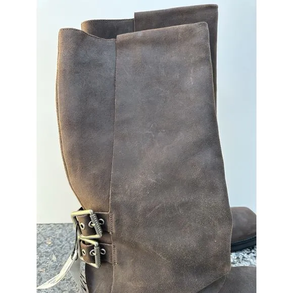 ZARA BUCKLED SUEDE GAITER BOOTS Women’s Size EU 40 / US 9 Brown
