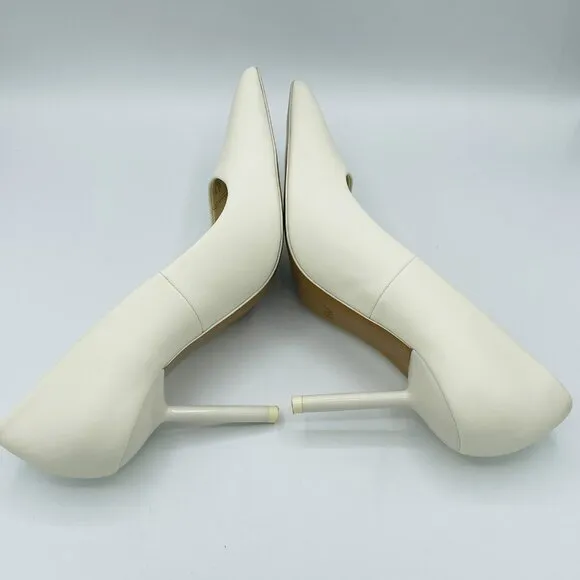 Zara Heels Womens Size 8 EU39 White Leather Shoes Stiletto Pointy Toe Pumps Shoe