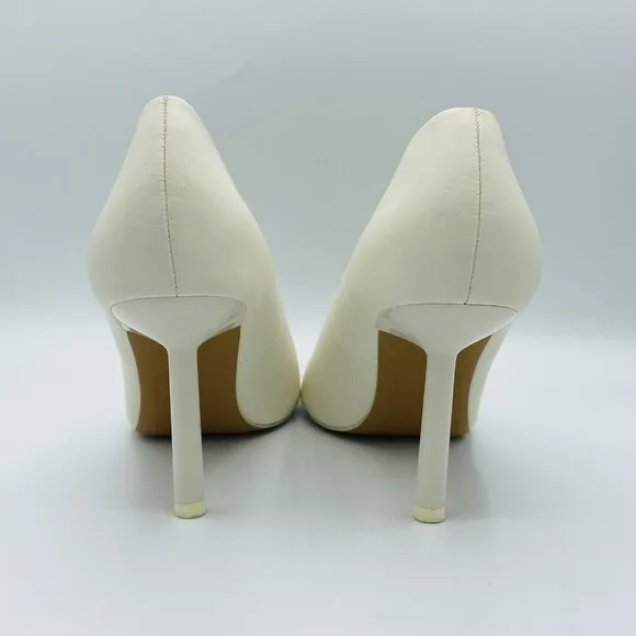Zara Heels Womens Size 8 EU39 White Leather Shoes Stiletto Pointy Toe Pumps Shoe