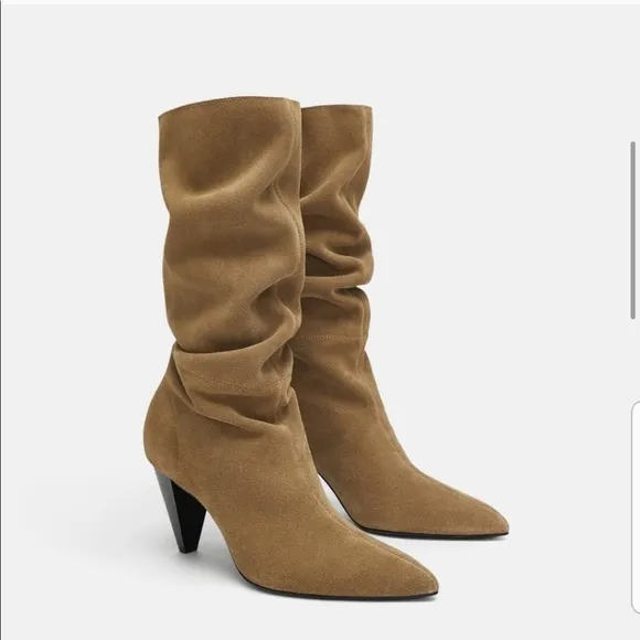 Zara high split leather  boots