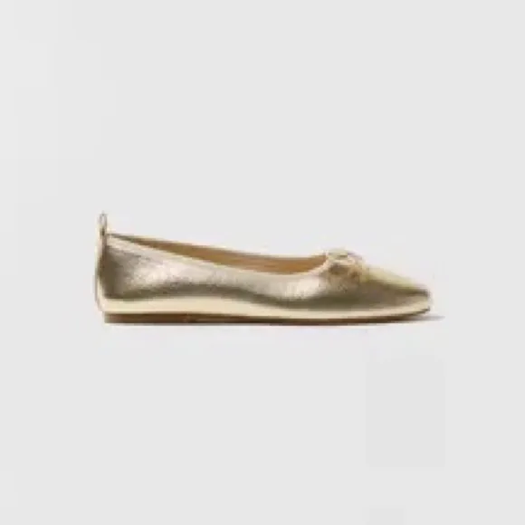 Zara kids ballerina flat shoes Gold NWT