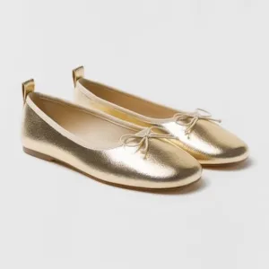 Zara kids ballerina flat shoes Gold NWT