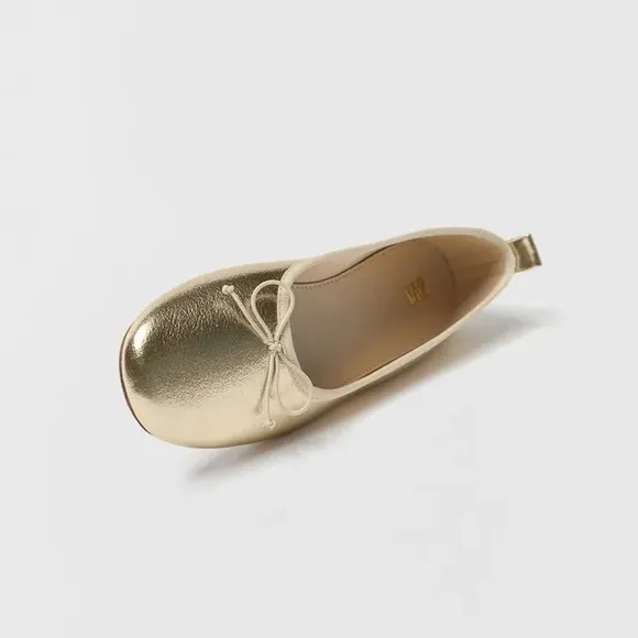 Zara kids ballerina flat shoes Gold NWT