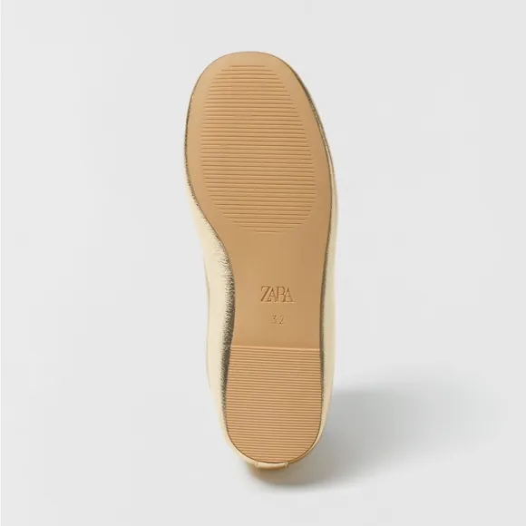 Zara kids ballerina flat shoes Gold NWT