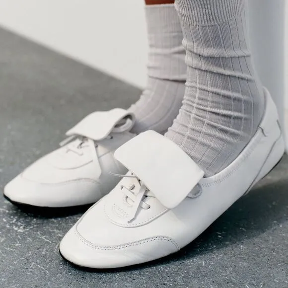 ZARA LACE-UP LOW HEEL LEATHER SHOES