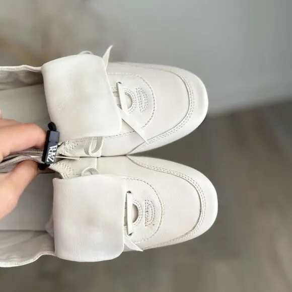 ZARA LACE-UP LOW HEEL LEATHER SHOES