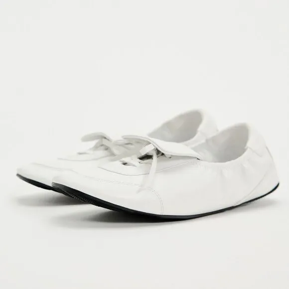 ZARA LACE-UP LOW HEEL LEATHER SHOES