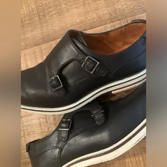 Zara Leather Strap w/Metal Closure Dress Shoes Men’s Sz-41 (10) Black/Tonal Sole