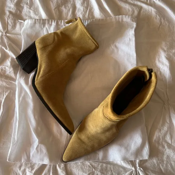 Zara soft split suede high heel ankle boots