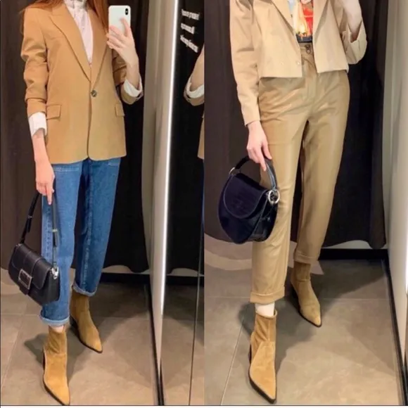Zara soft split suede high heel ankle boots