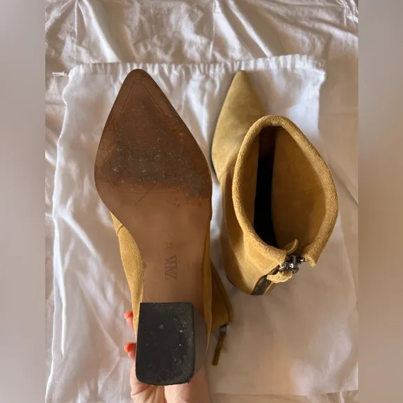 Zara soft split suede high heel ankle boots