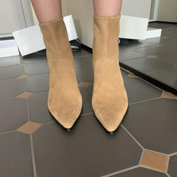 Zara soft split suede high heel ankle boots