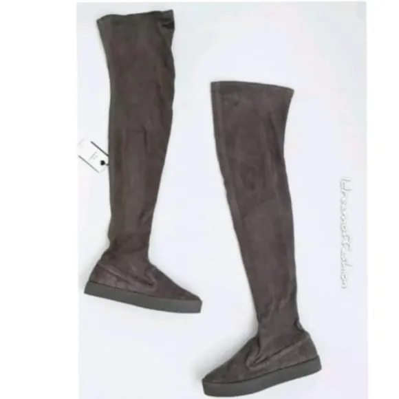 Zara Taupe Suede Leather Over the Knee Sock Boots Women's Size 6