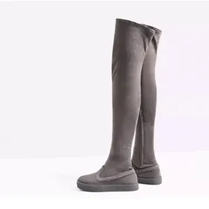 Zara Taupe Suede Leather Over the Knee Sock Boots Women's Size 6