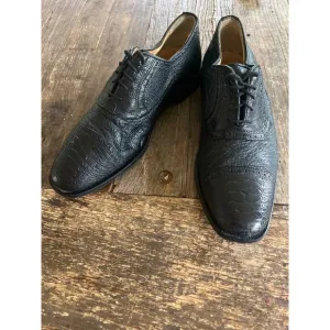 Zelli Made in Italy Ostrich Leather Oxford Casual Dress Shoes Size 9 M JP