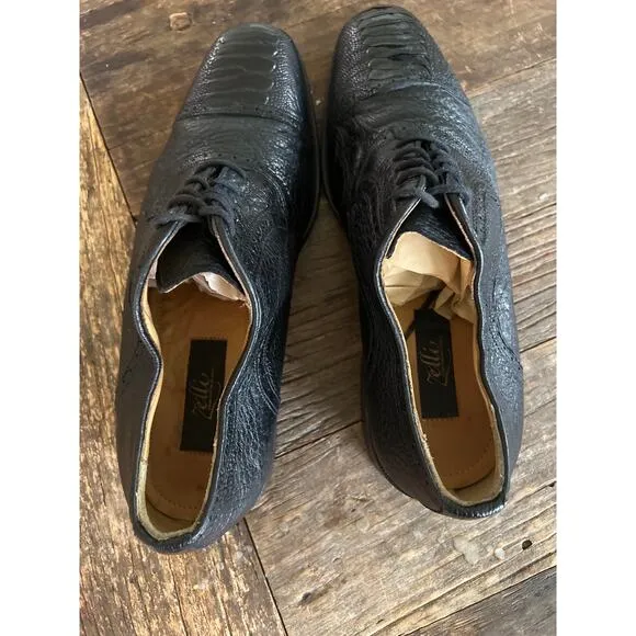 Zelli Made in Italy Ostrich Leather Oxford Casual Dress Shoes Size 9 M JP