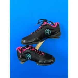 ZUMBA Womens Size 9.5Black Flex Classic Trainers Dance Shoes Z Slide-Impact Max
